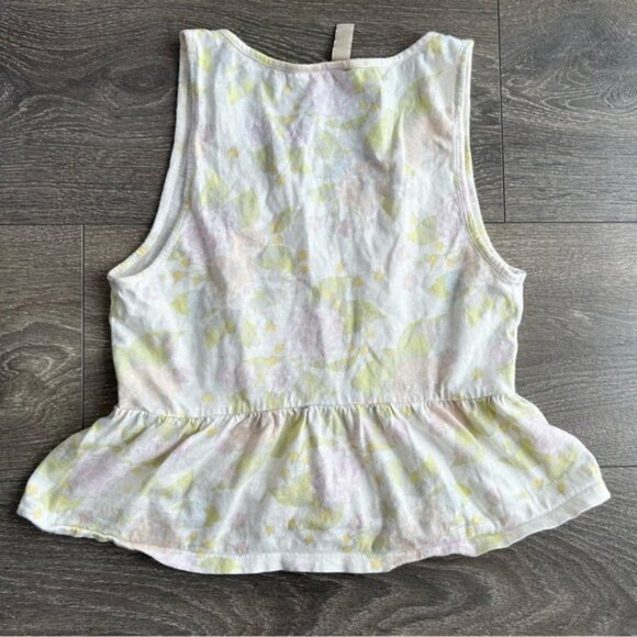 H&M Women’s Tank Top Pastel Floral print Cropped  Ruffle hem Y2K early 2000s - Picture 10 of 10